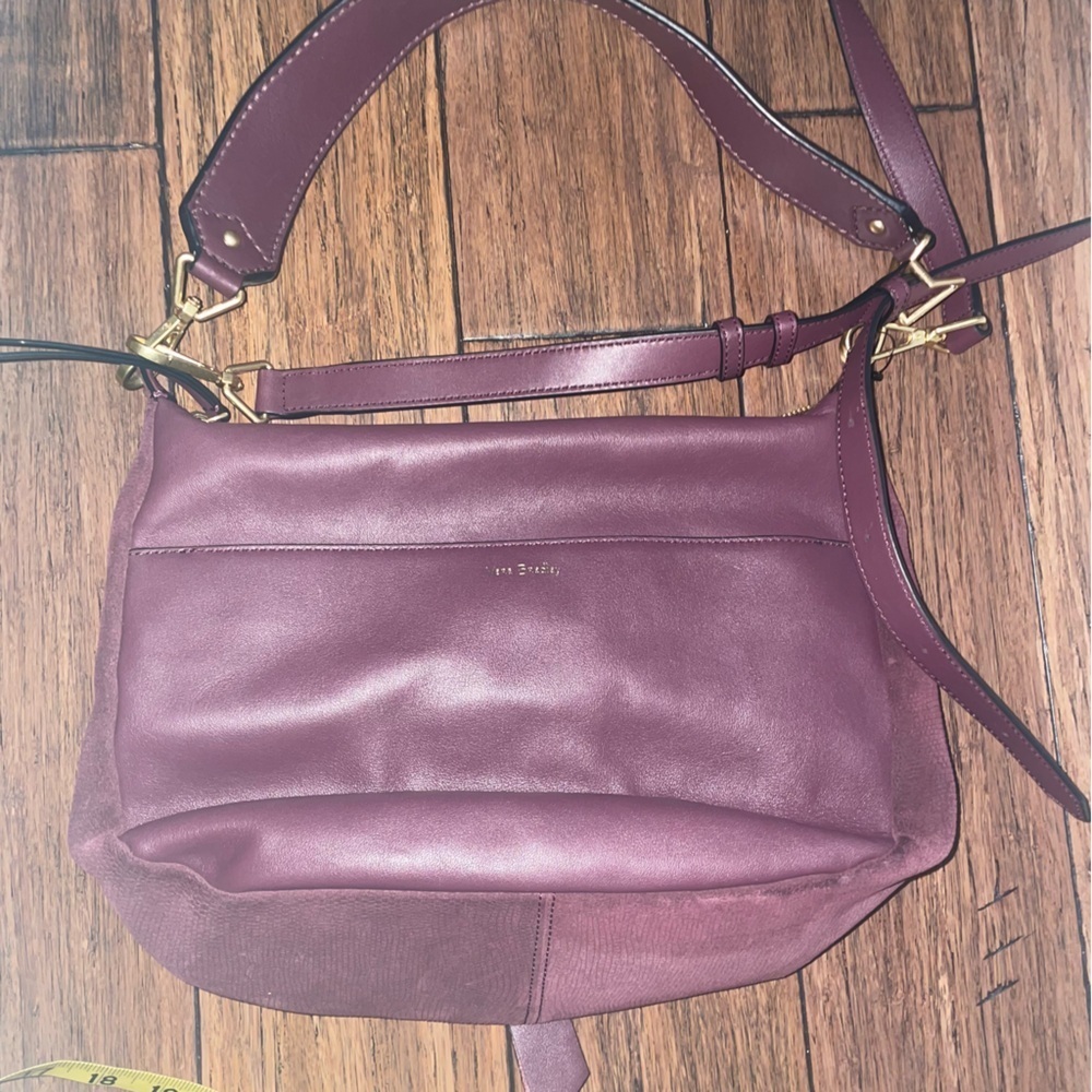 Plum leather suede satchel messenger saddle bag Vera Bradley crossbody purse - Picture 13 of 17